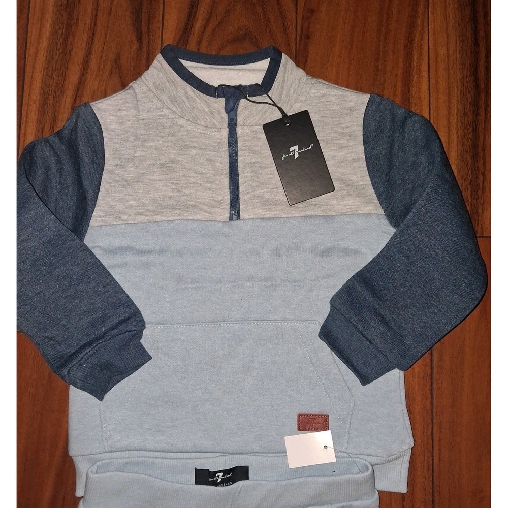 7 For All Mankind Colorblock Sweatshirt & Jogger Set 24M Baby - Picture 3 of 3